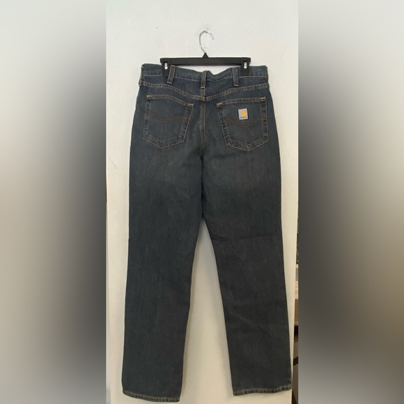 Carhartt Relaxed Fit Straight Leg Denim Jeans Men's 34X34 Workwear 5 Pocket - Picture 4 of 5